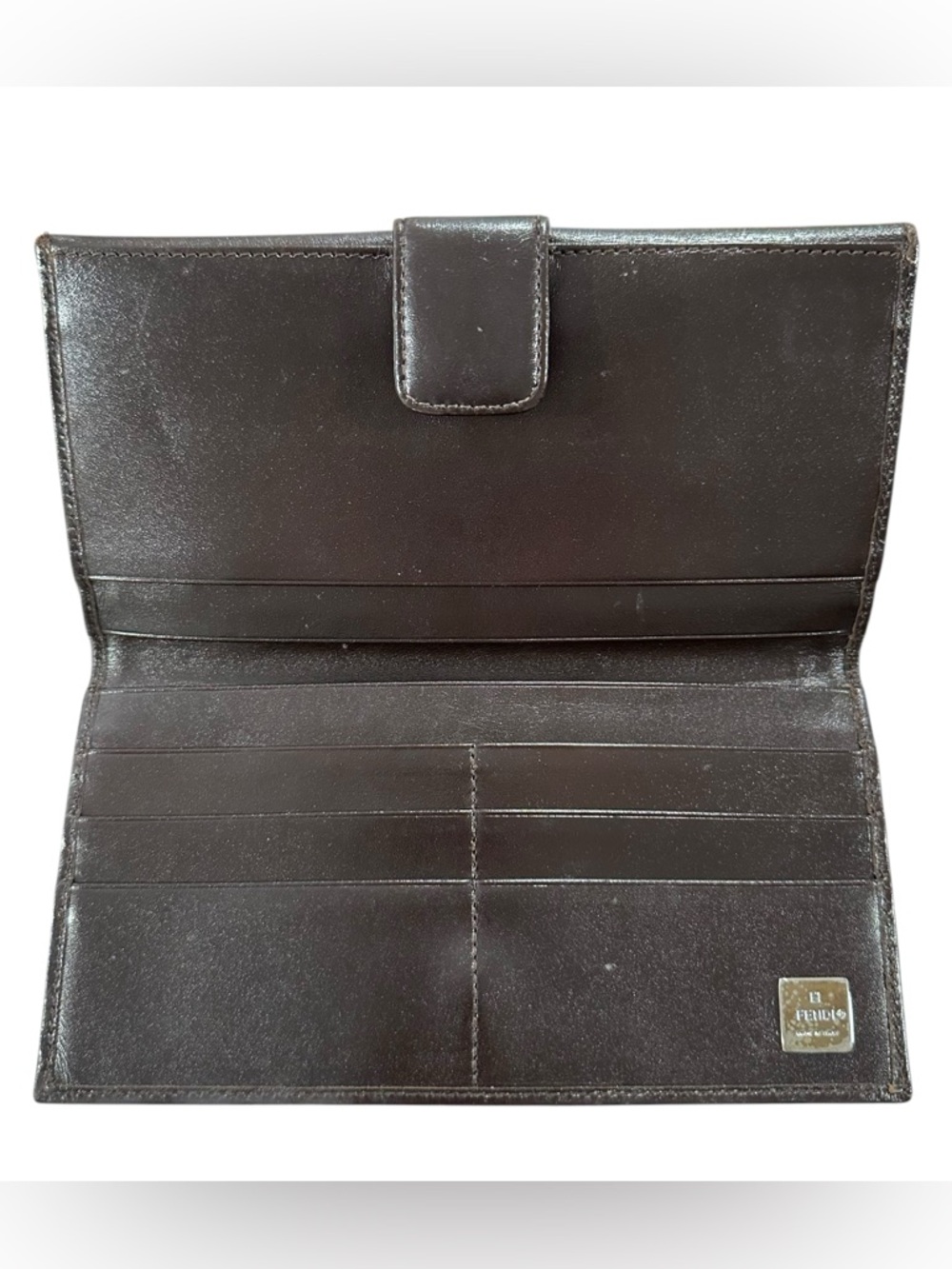 FENDI Zucca Tan & Black Canvas & Brown Leather Slim Long Bifold Wallet - Picture 4 of 14